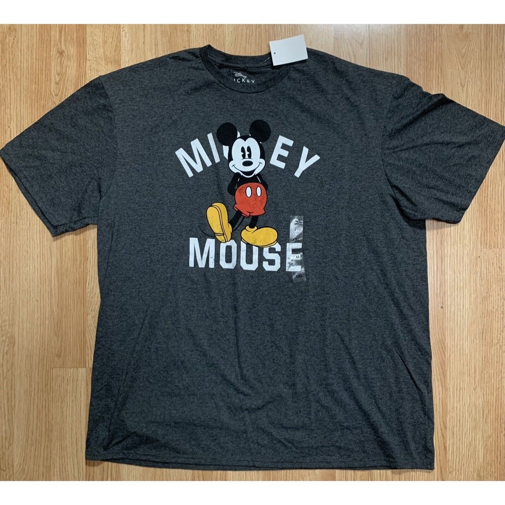 Disney Mickey Mouse Men’s Classic T Shirt Gray Size XXL NEW With Tags